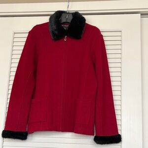 Alexandra Bartlett 100% Pressed Wool Jacket with faux fur trim, Size L